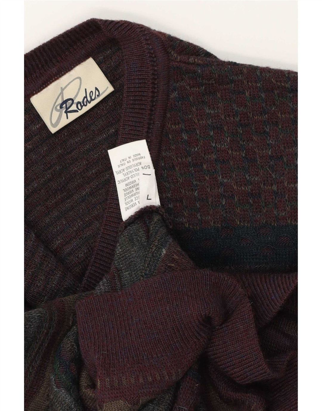Rodes Herren-Pullover mit V-Ausschnitt, groß, mehrfarbig, Fair-Isle-Schurwolle
