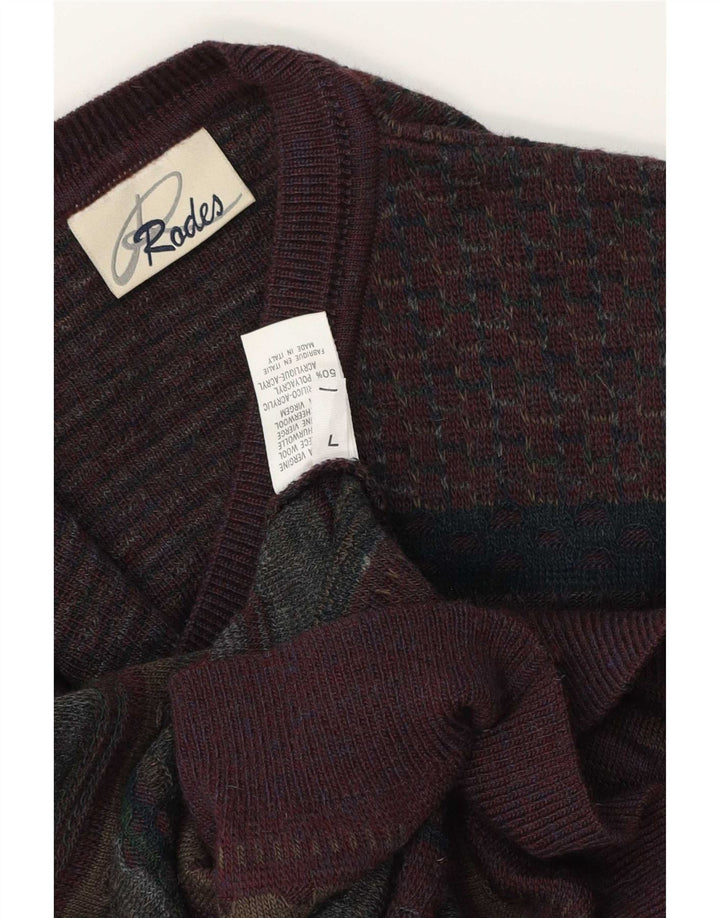 Rodes Herren-Pullover mit V-Ausschnitt, groß, mehrfarbig, Fair-Isle-Schurwolle