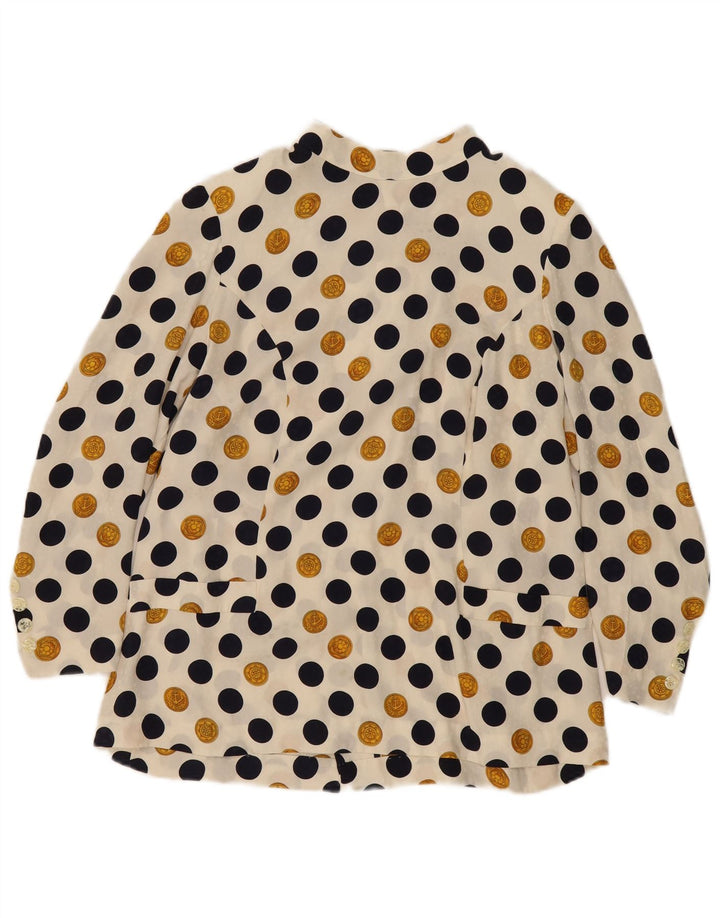 Vintage Damen Bluse Top UK 16 Große Beige Polka Dot