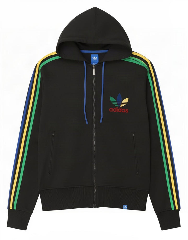 Adidas Herren Zip Hoodie Pullover Medium Schwarz Polyester