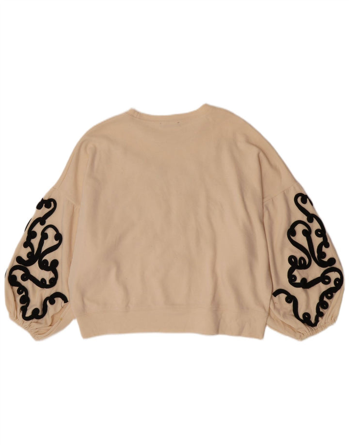 Zara Damen Crop Oversized Sweatshirt Pullover UK 10 Small Beige