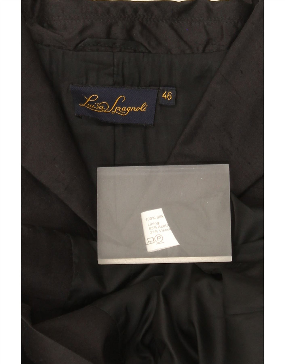 Luisa Spagnoli Damen 3-Knopf-Blazerjacke IT 46 Große schwarze Seide