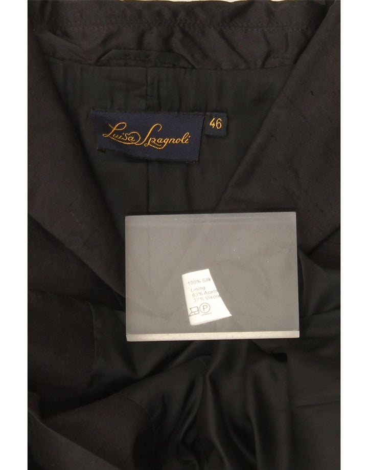 Luisa Spagnoli Damen 3-Knopf-Blazerjacke IT 46 Große schwarze Seide