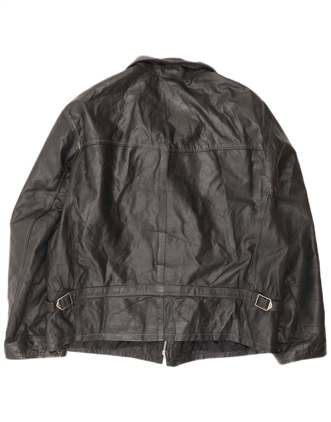 VINTAGE Herren Lederjacke IT 50 Großes schwarzes Leder
