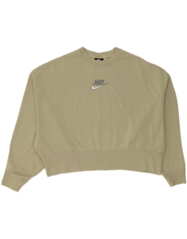 Nike Womens Graphic Loose Fit Sweatshirt Pullover UK 10 Small Grüne Baumwolle