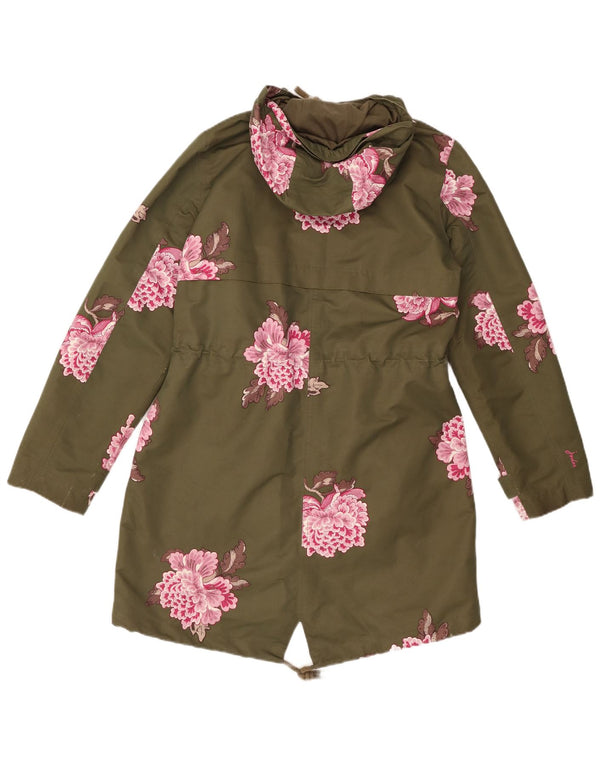 JOULES Damen-Regenmantel mit Kapuze, UK 12, mittleres Khaki, Blumenmuster, Polyester