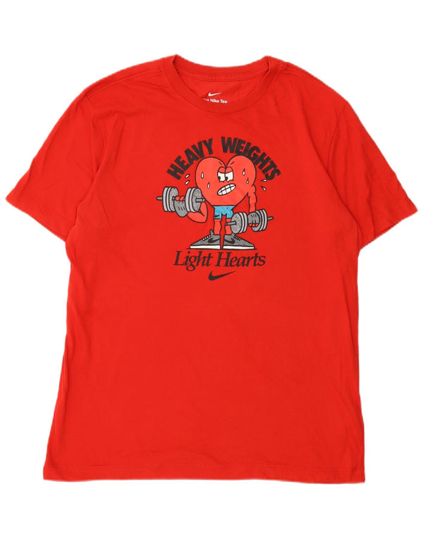Nike Herren Dri Fit Graphic T-Shirt-Oberteil aus mittelroter Baumwolle