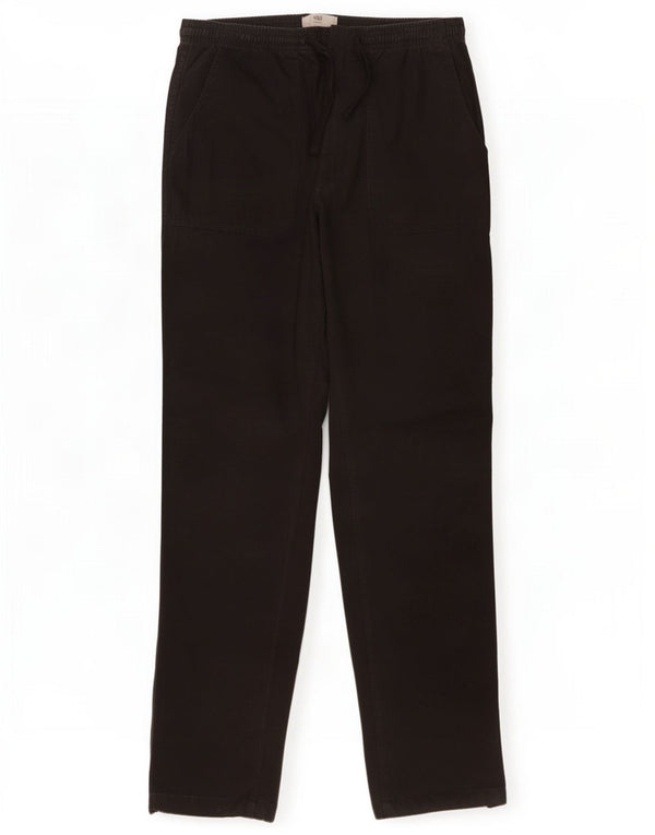 Marks & Spencer Herren gerade Chinohose W30 L32 schwarze Baumwolle