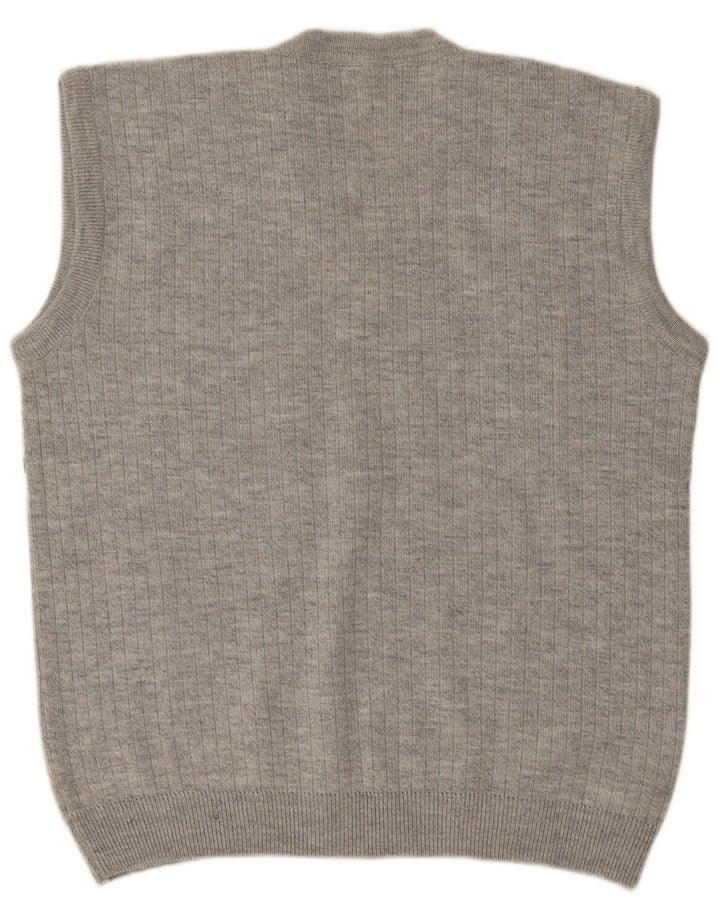 VINTAGE Herren Weste Tank Top XL Grau gestreift Acryl