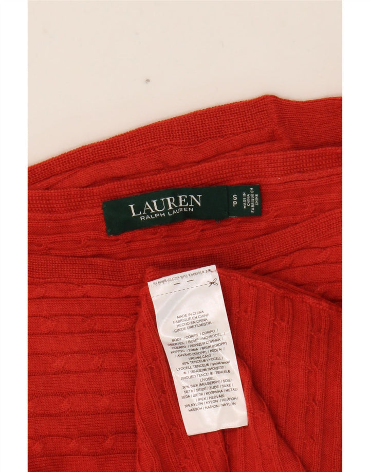 Ralph Lauren Damen-Top, 3/4-Ärmel, UK 10, Größe S, rotes Lyocell