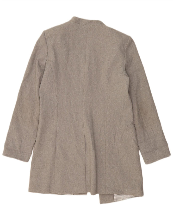 CALVIN KLEIN Damen Longline Open Blazer Jacke US 12 Large Grau Polyester