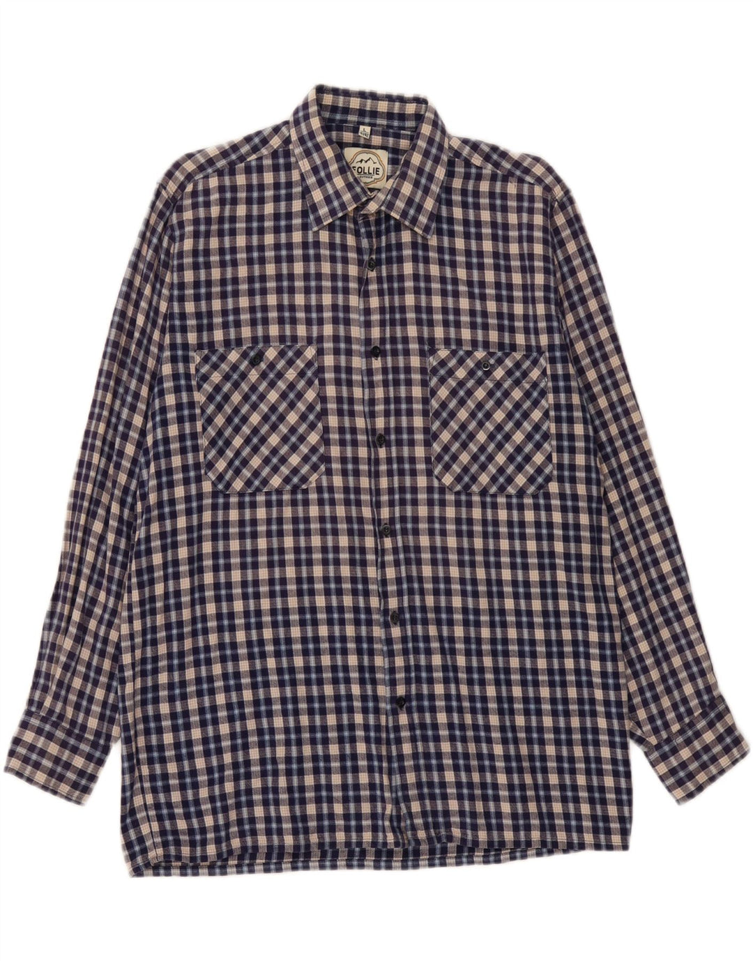 FOLLIE Herren-Flanellhemd, Größe 41/42, groß, blau kariert