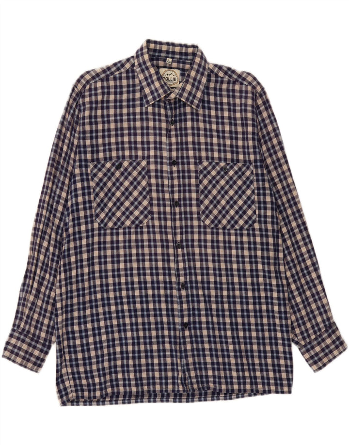 FOLLIE Herren-Flanellhemd, Größe 41/42, groß, blau kariert