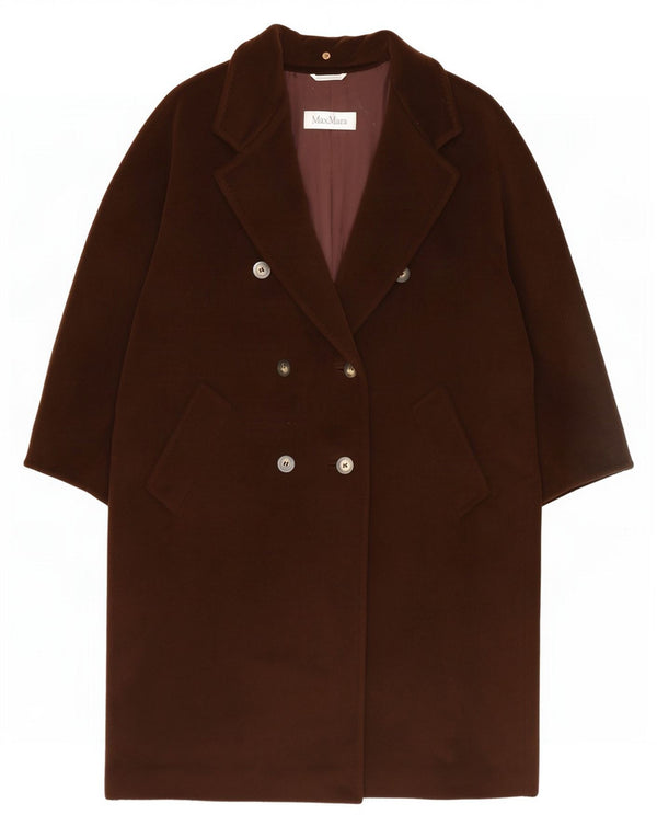 Max Mara Damen Übergroßer zweireihiger Mantel UK 14 Large Braun