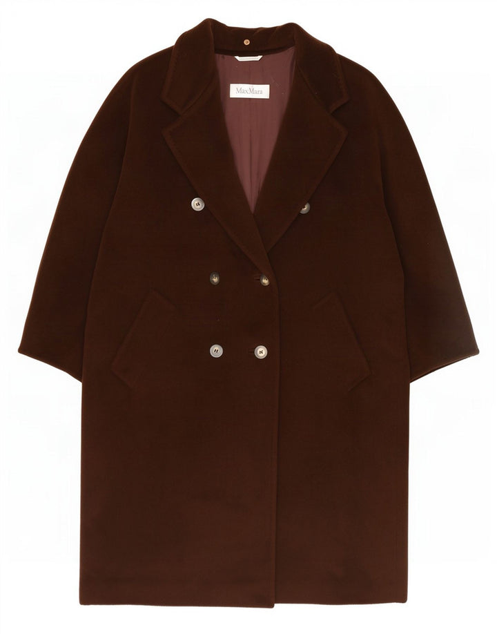 Max Mara Damen Übergroßer zweireihiger Mantel UK 14 Large Braun