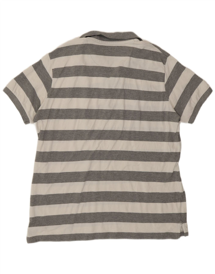 Woolrich Herren-Poloshirt 2XL grau gestreift aus Baumwolle