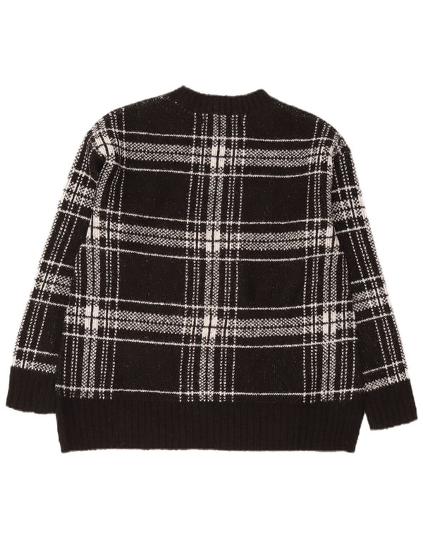 Marks & Spencer Damen-Pullover mit Rundhalsausschnitt, Gr. 10, Größe S, schwarz kariert