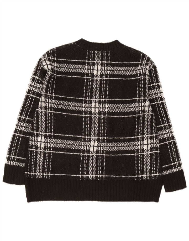 Marks & Spencer Damen-Pullover mit Rundhalsausschnitt, Gr. 10, Größe S, schwarz kariert