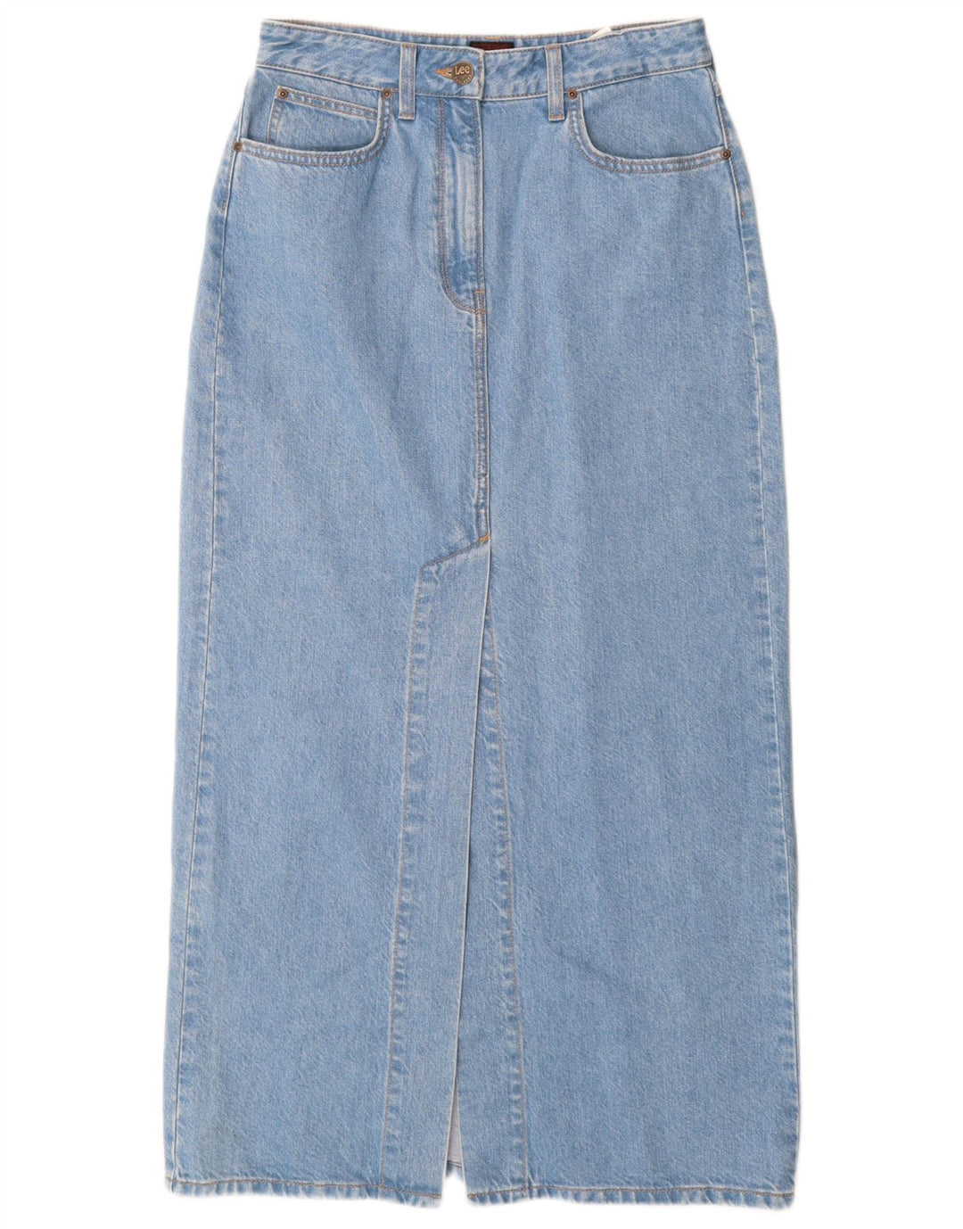 Lee Damen Maxi-Jeansrock W28 mittelblaue Baumwolle