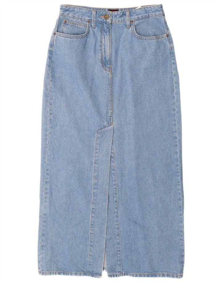 Lee Damen Maxi-Jeansrock W28 mittelblaue Baumwolle