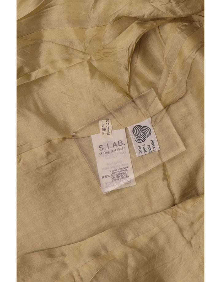 Vintage Damen 2-Knopf-Blazerjacke UK 12 Mittelbeige Hahnentrittwolle