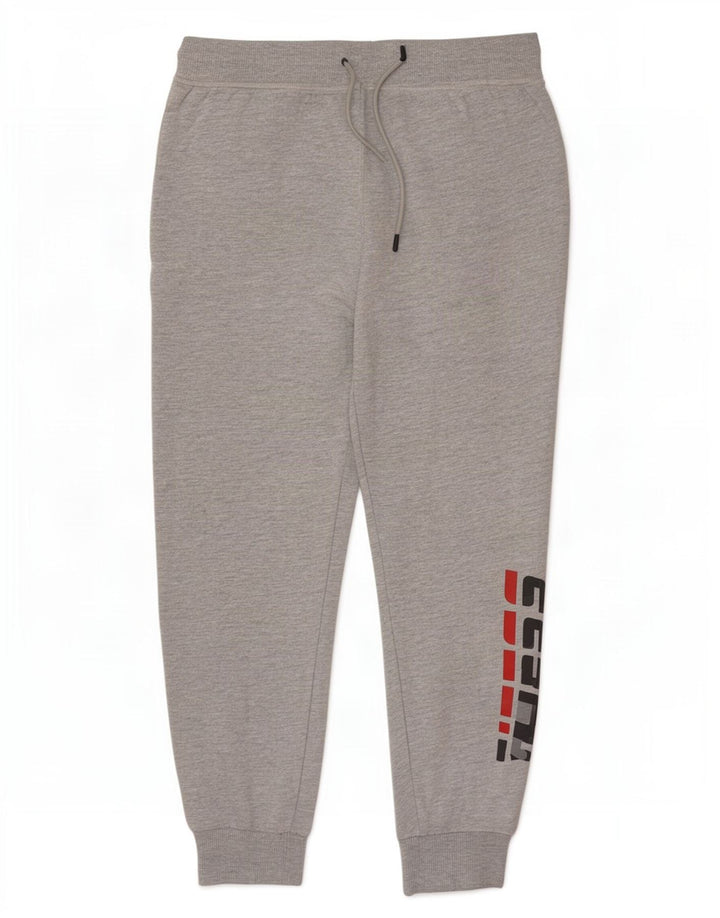Guess Herren-Trainingshose mit grafischem Muster, mittelgrau gefleckte Baumwolle