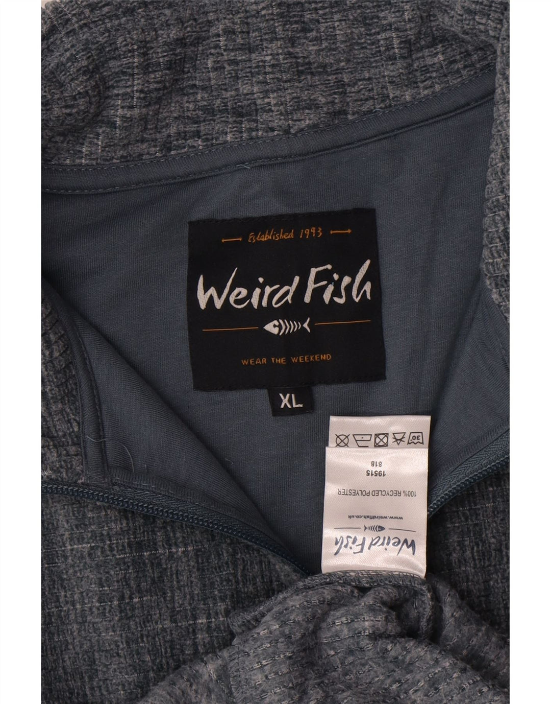 WEIRD FISH Herren-Sweatshirt mit Reißverschluss am Hals, UK 18, XL, grau geflecktes Polyester