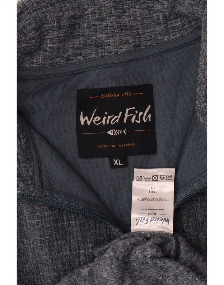 WEIRD FISH Herren-Sweatshirt mit Reißverschluss am Hals, UK 18, XL, grau geflecktes Polyester