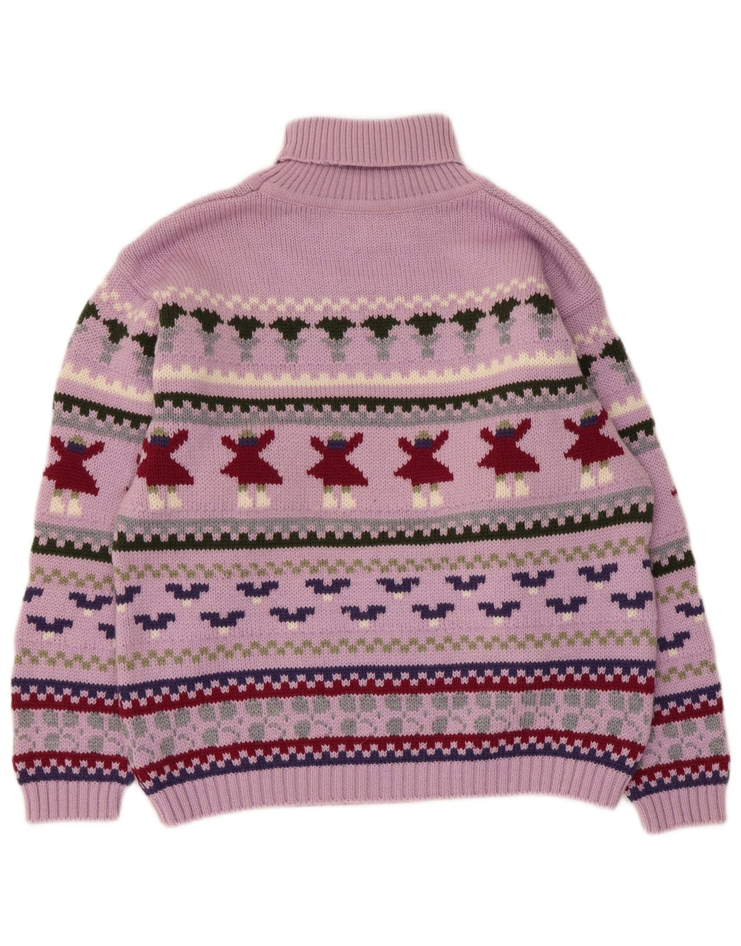 Barbara Damen-Pullover mit Rollkragen, Gr. 14, Mittelviolett, Fair Isle-Muster