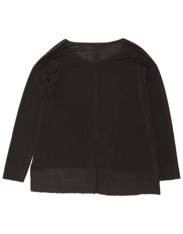 Zara Damen Loose Fit Top Langarm UK 14 Medium Schwarz Geometrisch