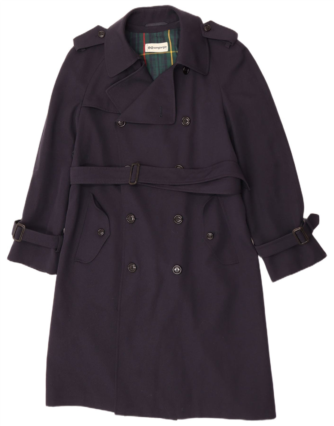 Sangiorgio Herren Trenchcoat UK 38 Mittel Marineblau
