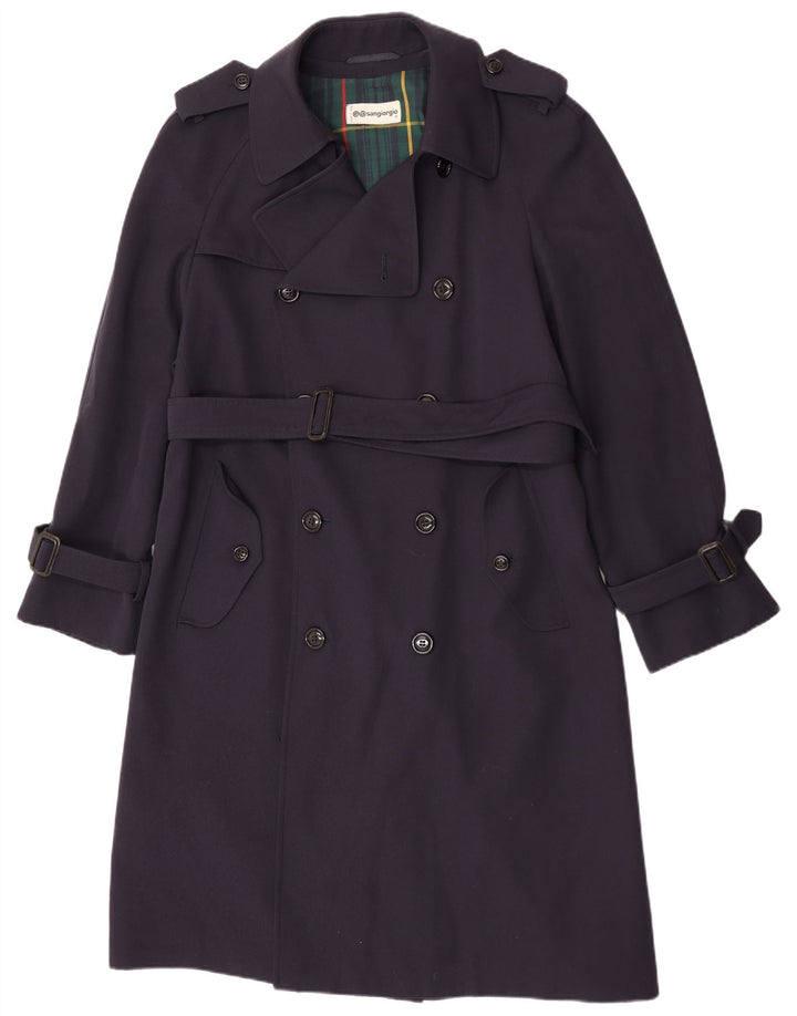 Sangiorgio Herren Trenchcoat UK 38 Mittel Marineblau