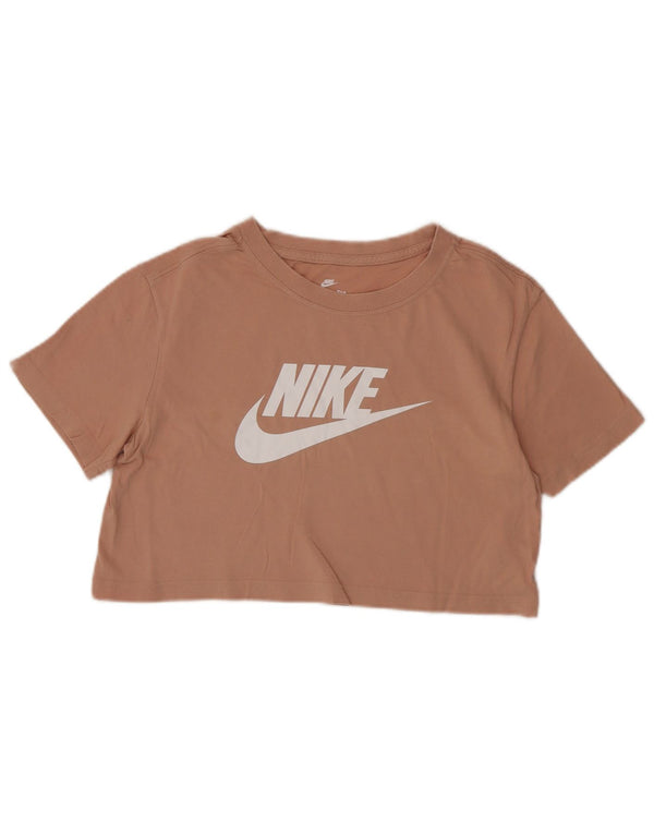 Nike Damen Crop Loose Fit Graphic T-Shirt Top UK 6 XS Rosa Baumwolle