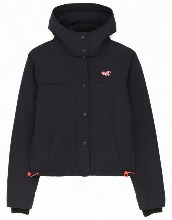 Hollister Womens Hooded Windbreaker Jacket UK 10 Small Navy Blue Nylon