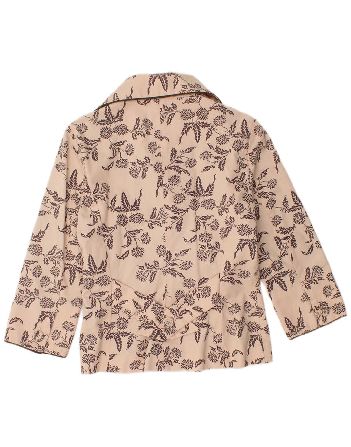 TED BAKER Zweireihiger Damen-Blazer, Größe 2, klein, beige, geblümt