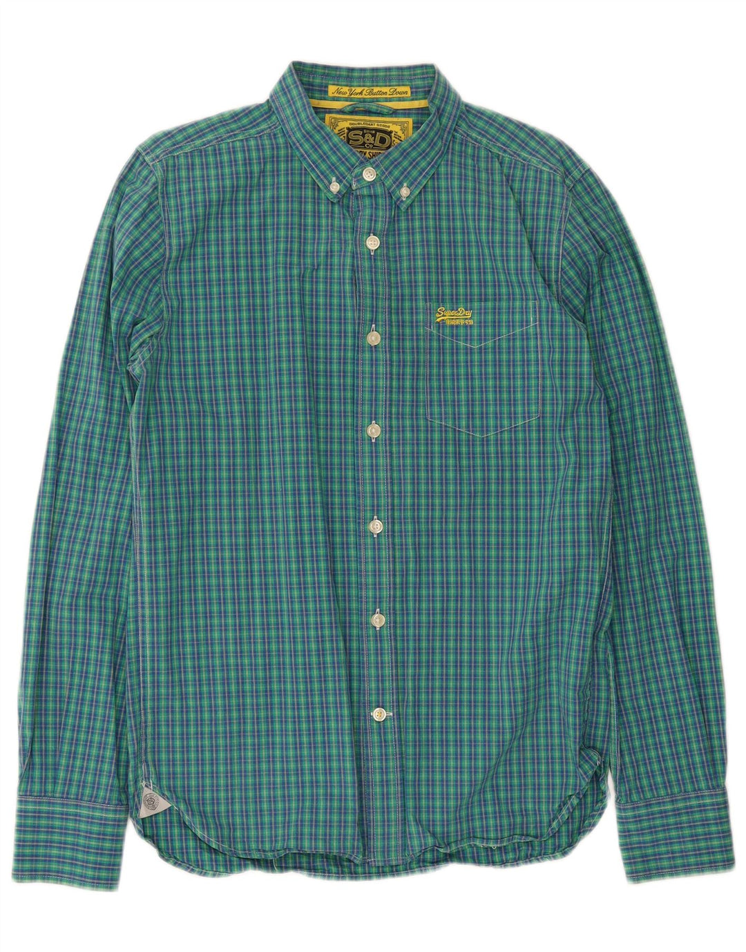 Superdry Herrenhemd aus Baumwolle, groß, blau kariert
