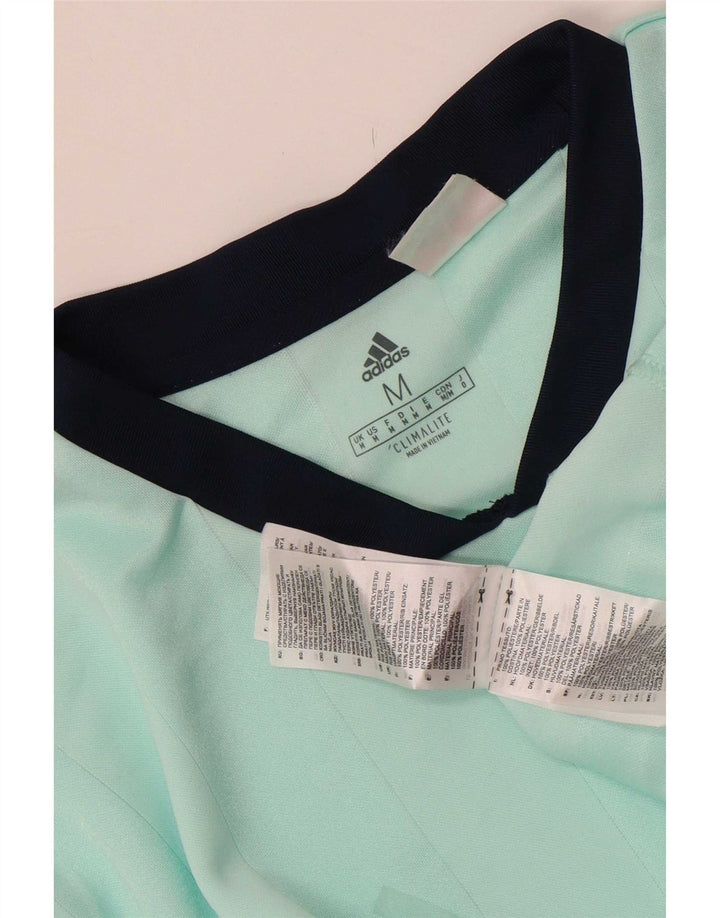 Adidas Herren Climalite T-Shirt Top Medium Türkis gestreift Polyester