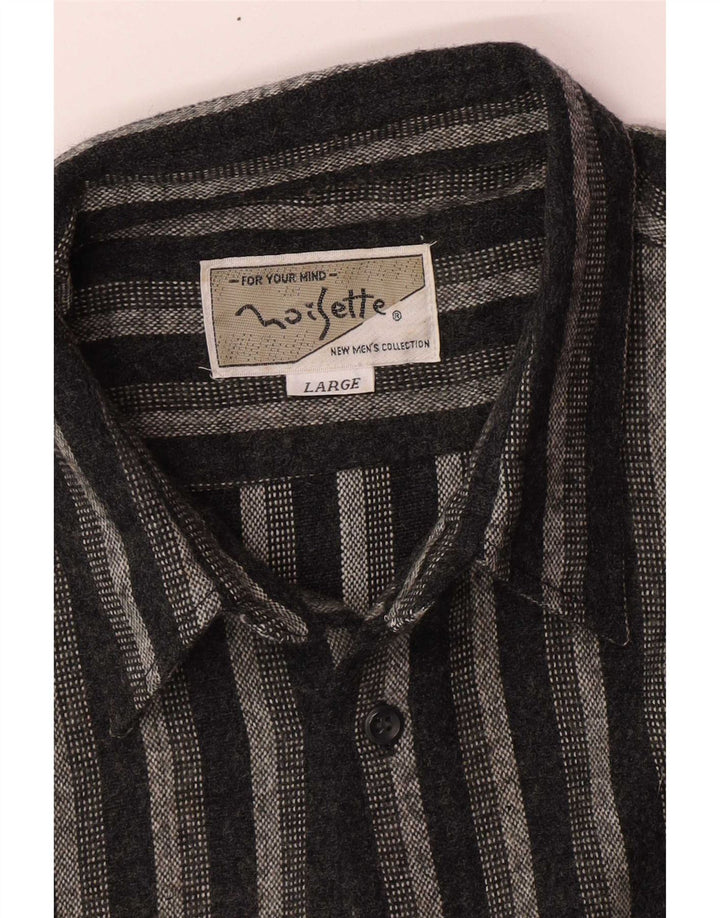 Vintage Herren Flanellhemd groß schwarz gestreift