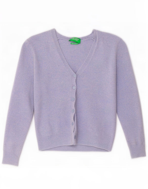 Benetton Strickjacke für Mädchen, 7–8 Jahre, blaue Merinowolle