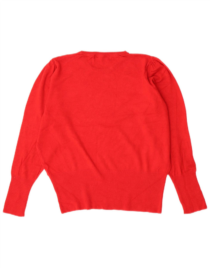 Marks & Spencer Damen-Pullover mit Rundhalsausschnitt, UK 14, mittelrote Viskose