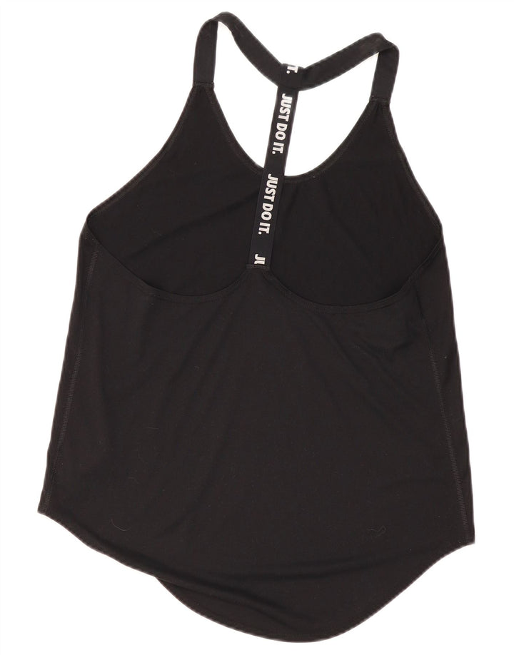 Nike Damen Dri Fit Grafik-Weste-Oberteil UK 12 Mittelschwarzes Polyester