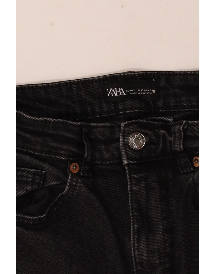 Zara Damen Crop Bootcut Jeans EU 42 Large W32 L24 Schwarz