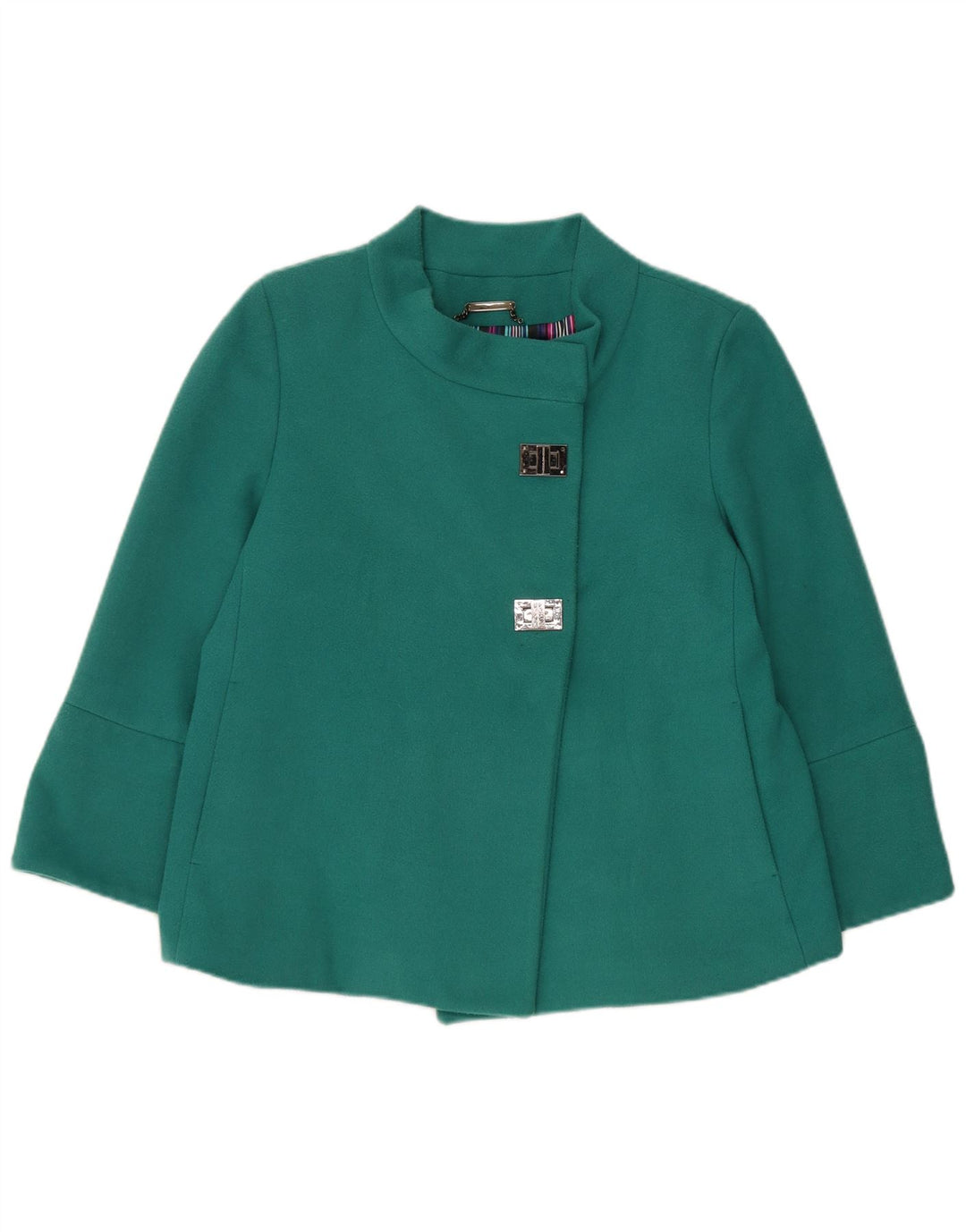 Roccobarocco Damen Bomberjacke mit 3/4-Ärmeln IT 44 Mittelgrünes Polyester