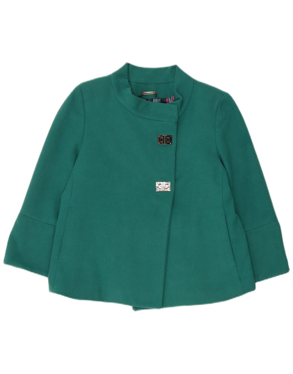 Roccobarocco Damen Bomberjacke mit 3/4-Ärmeln IT 44 Mittelgrünes Polyester