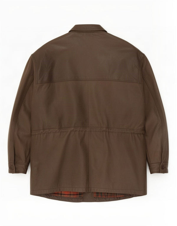 Mc Percy Herren Ledermantel UK 56 3XL Khaki