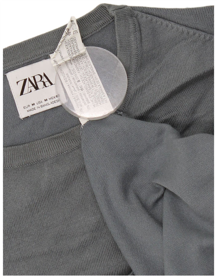 Zara Damen-Pullover mit Rundhalsausschnitt, UK 14, mittelgraue Viskose