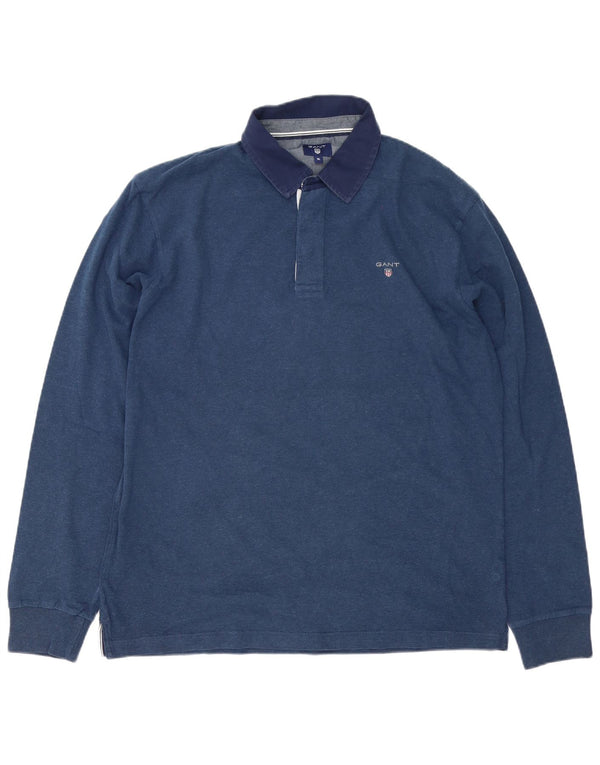 Gant Herren Langarm-Rugby-Poloshirt XL, blaue Baumwolle
