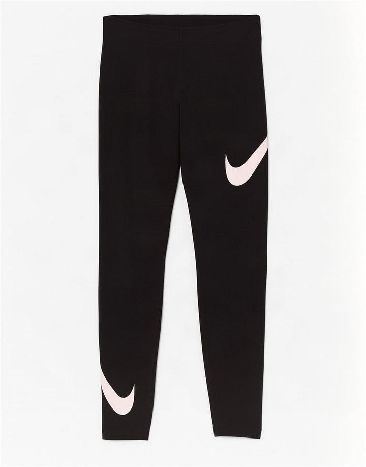 Nike Womens Graphic Leggings UK 8 Small Schwarz Baumwolle