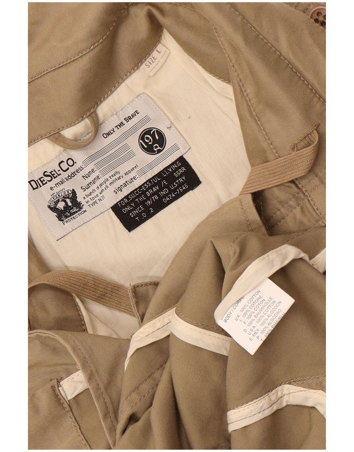 Diesel Herren Utility-Jacke UK 40 Large Beige Baumwolle