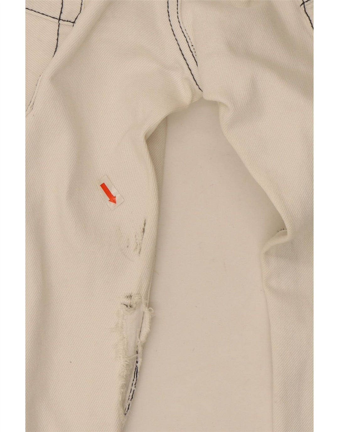 Armani Damen Distressed Straight Jeans W32 L30 Weiße Baumwolle